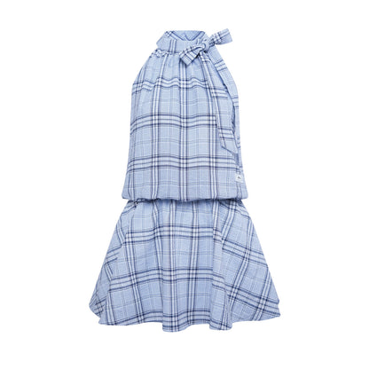 Plaid V-Neck Flutter Maxi Dress