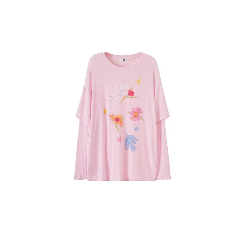 Bird and Floral Tencel Blouse