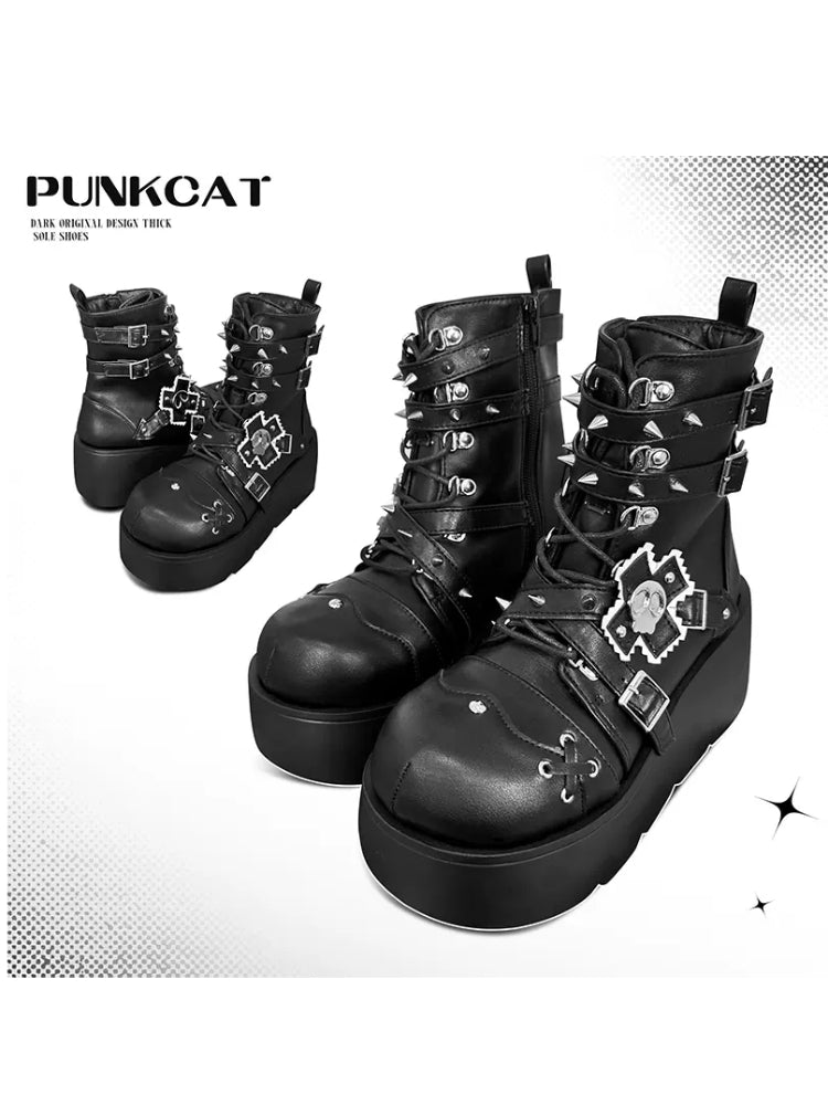 Punk style platform boots