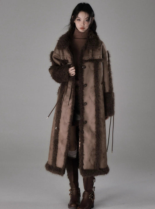 Long lamb fur coat