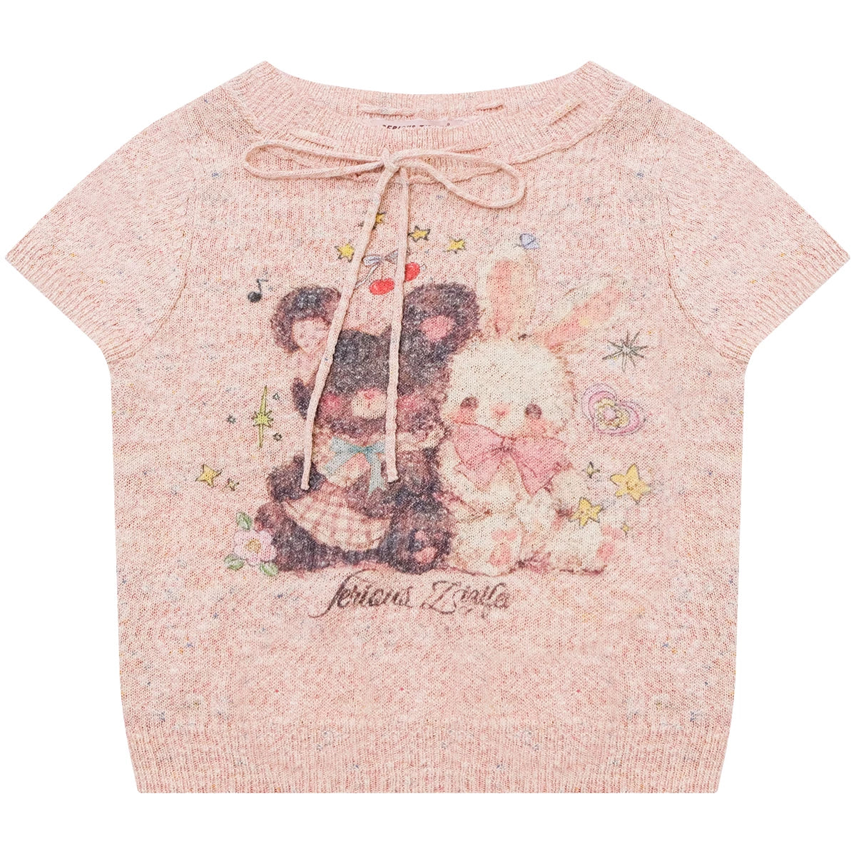 Retro Pink Bear and Rabbit Top