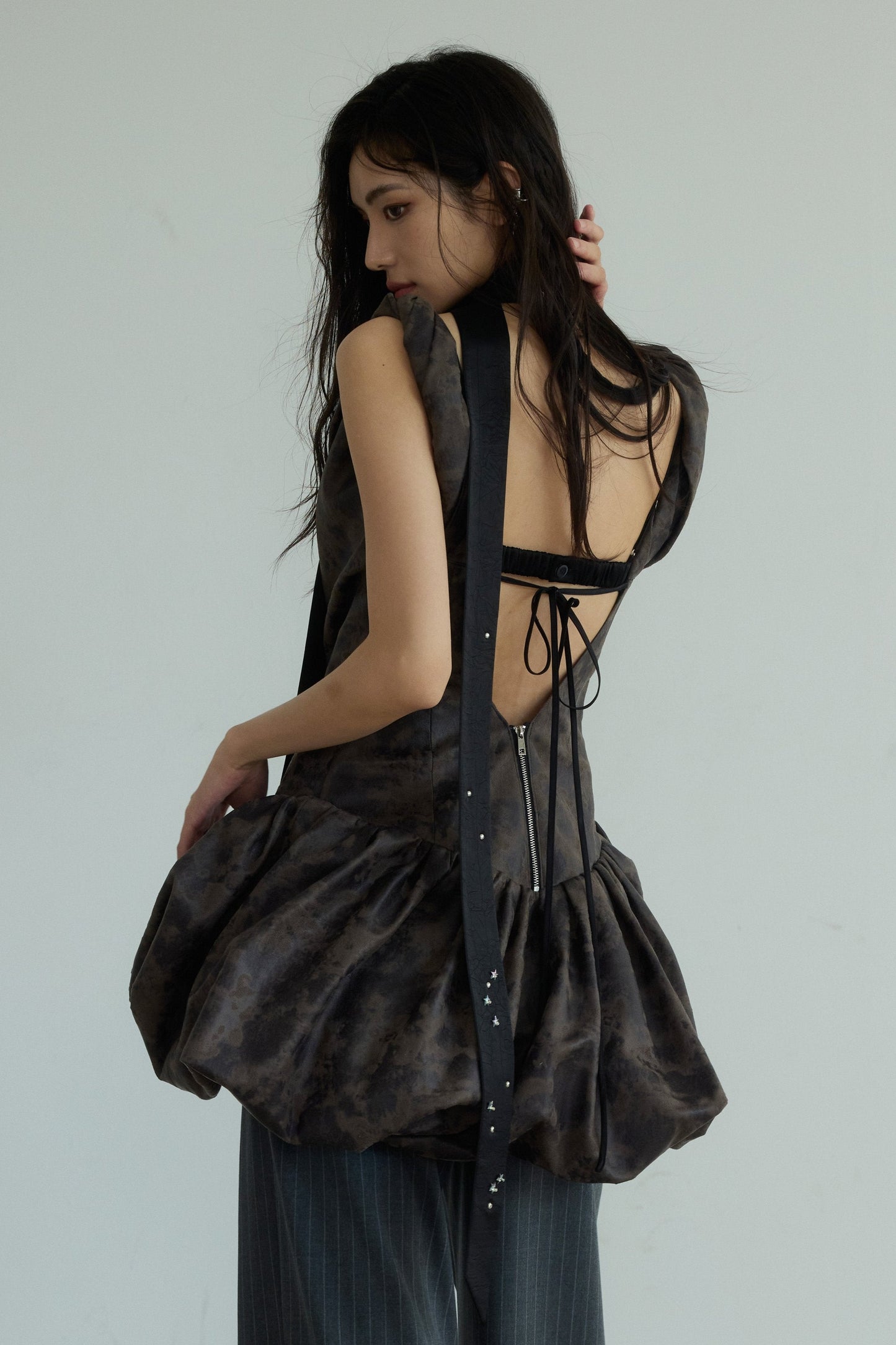 Dark Rock Vest Slip Dress