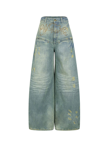 Vintage Washed Rhinestone Jeans