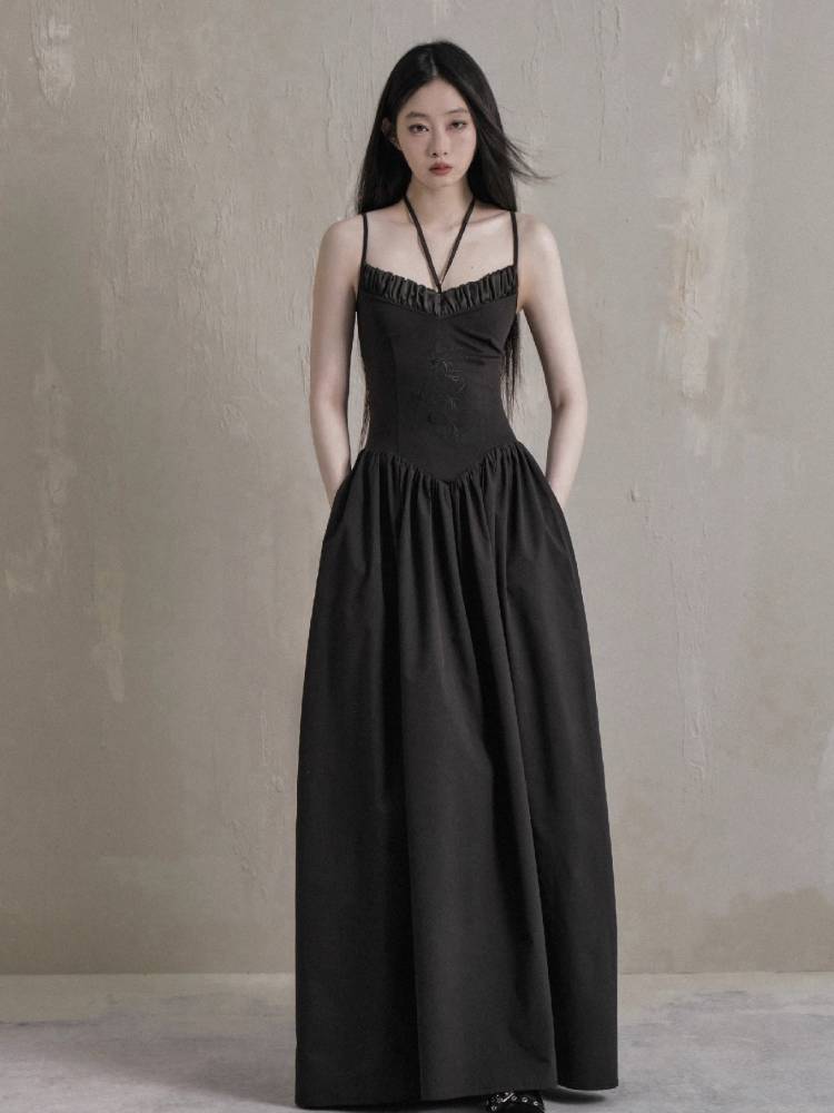 Slim waist suspender skirt