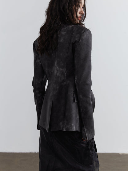 Leather Fake Two Pieces Skinny Jacket