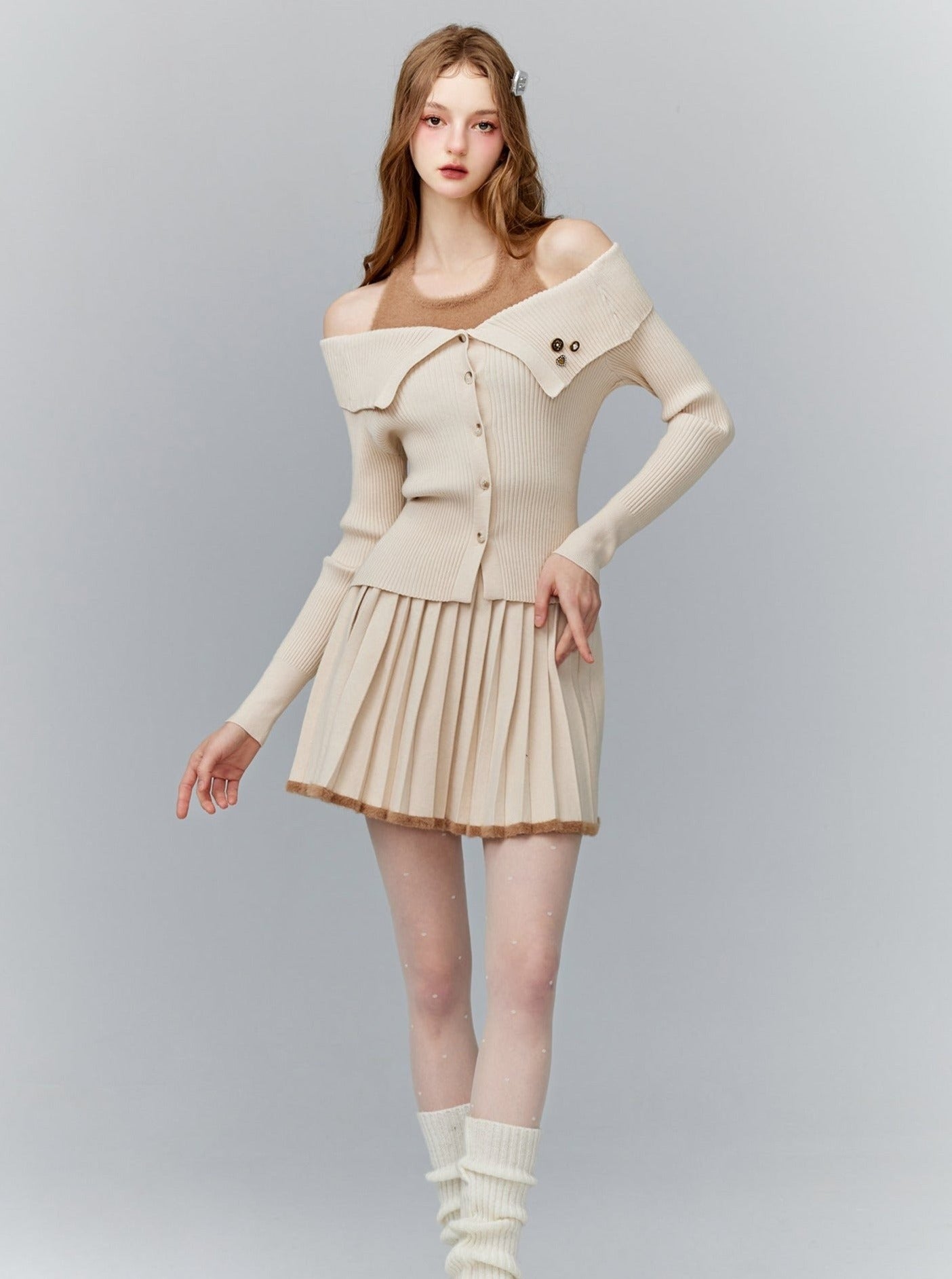 Fantasy Milk knitted three-piece skirt set