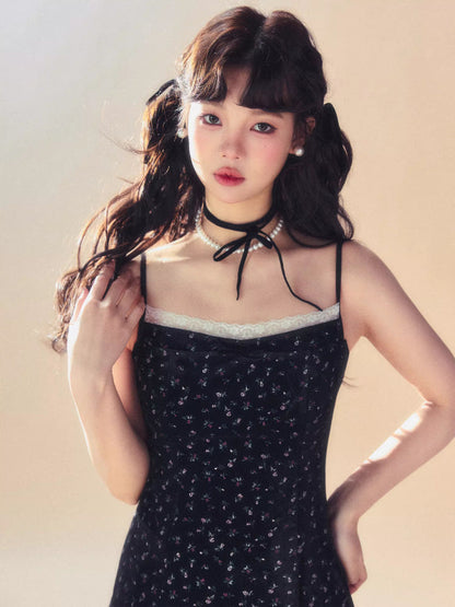 Velvet suspender dress