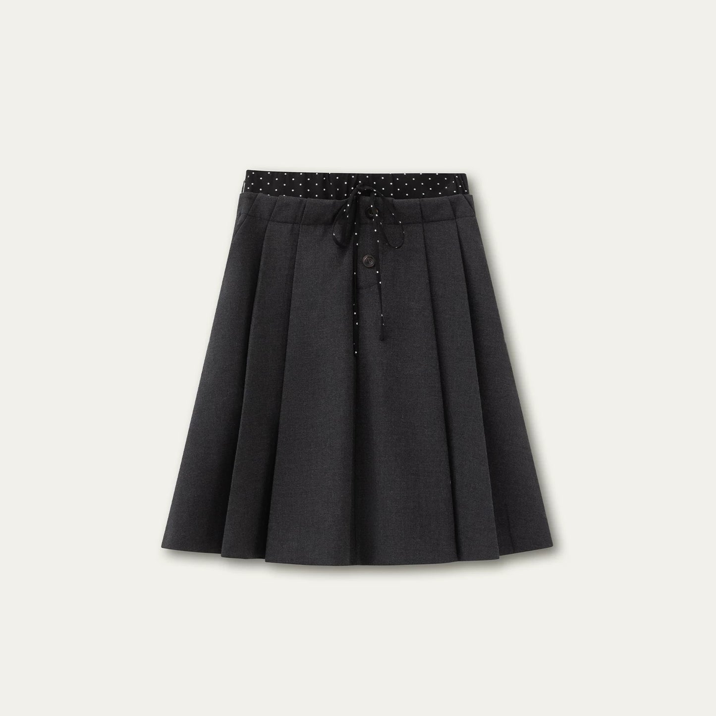 Polka Dot Gray Pleated Skirt