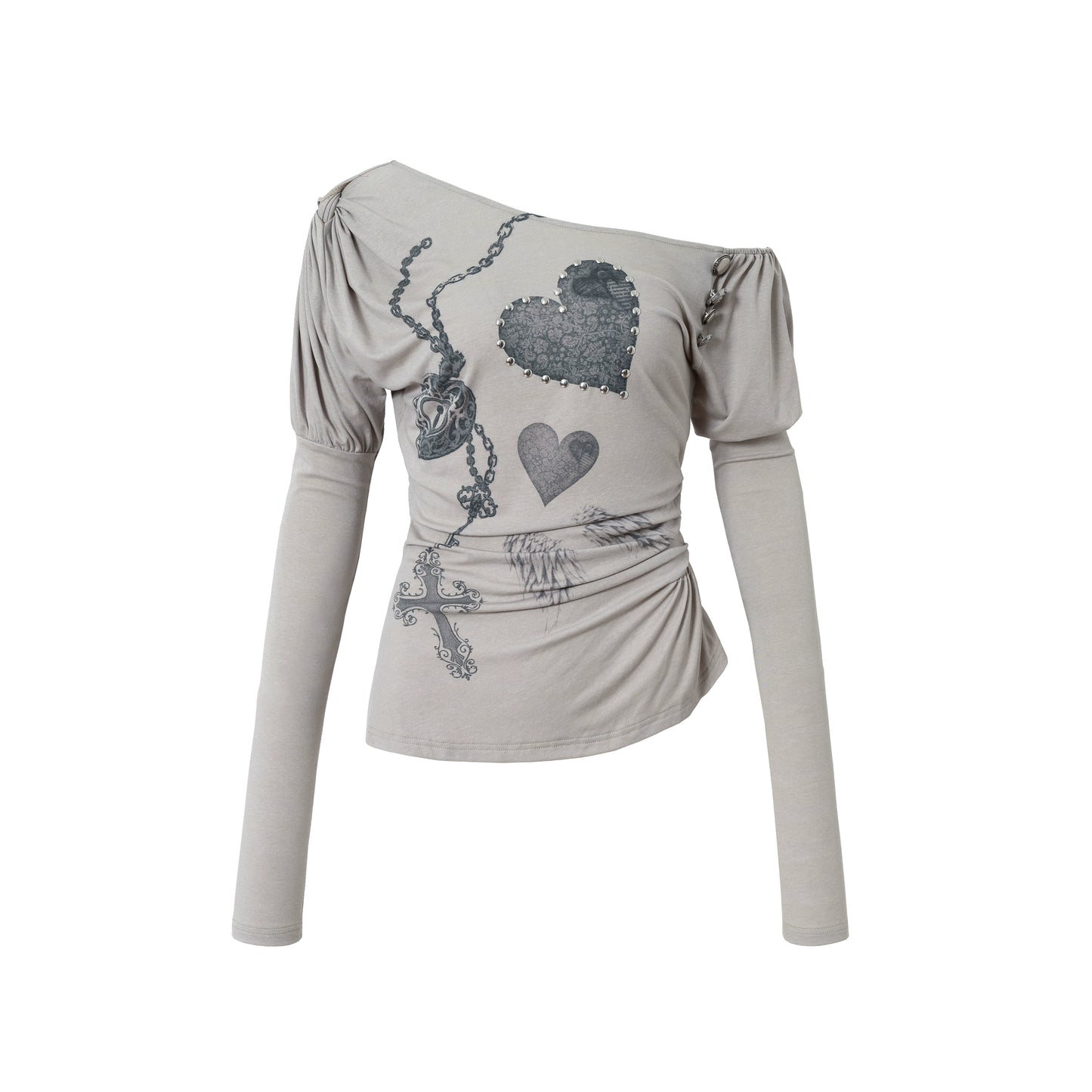 Puff Sleeve Punk Print Shirt