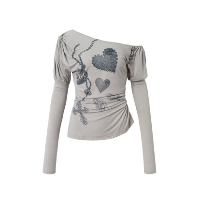 Puff Sleeve Punk Print Shirt