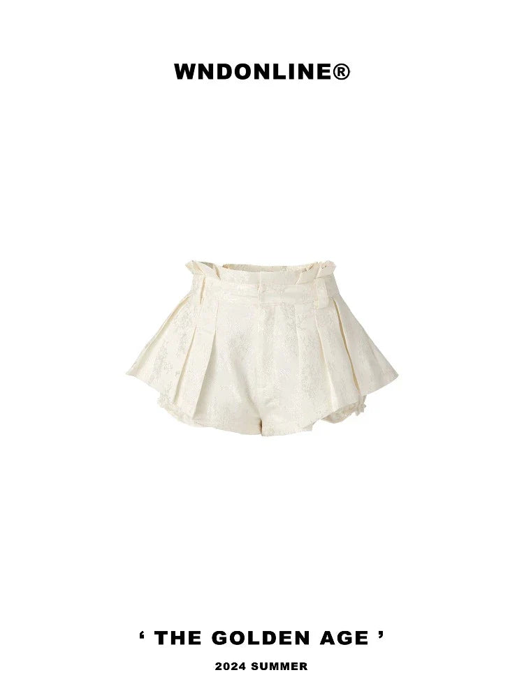 A-line pleated summer culottes