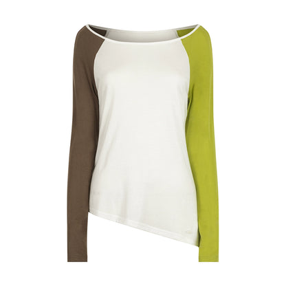 Off-Shoulder Color-Block T-Shirt