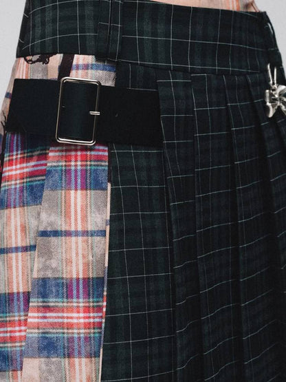 Plaid A-pleated skirt