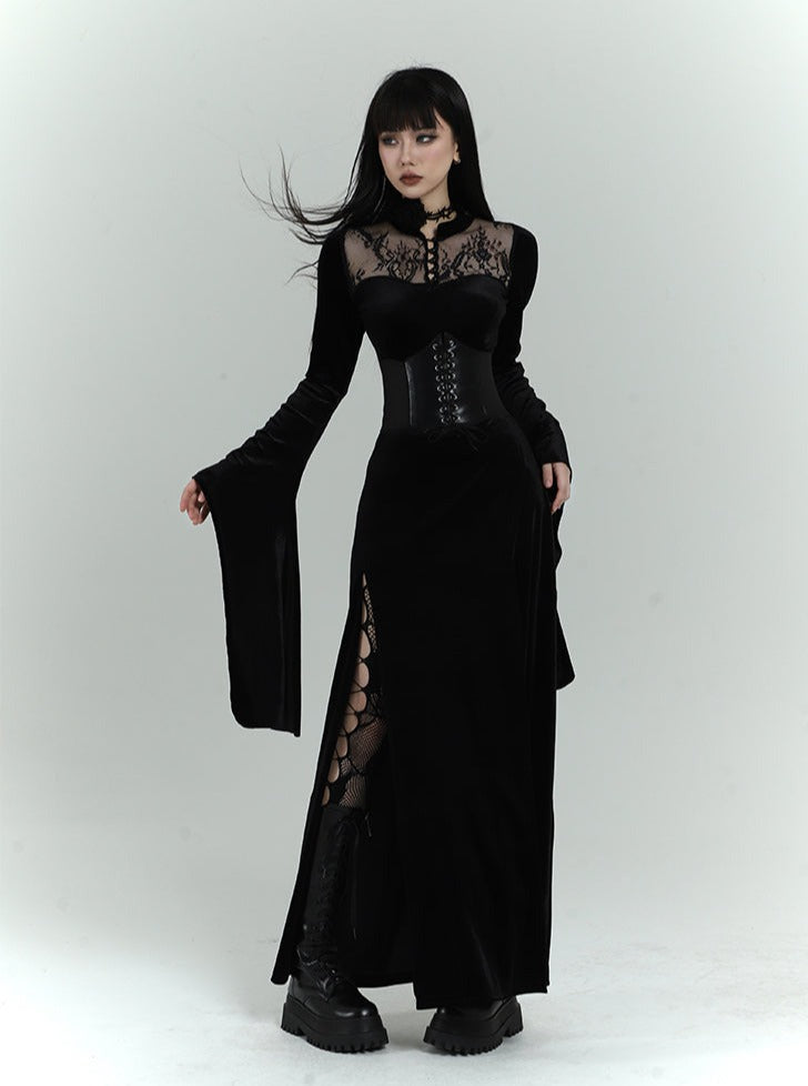 Gothic Velvet Drapy Long Dress