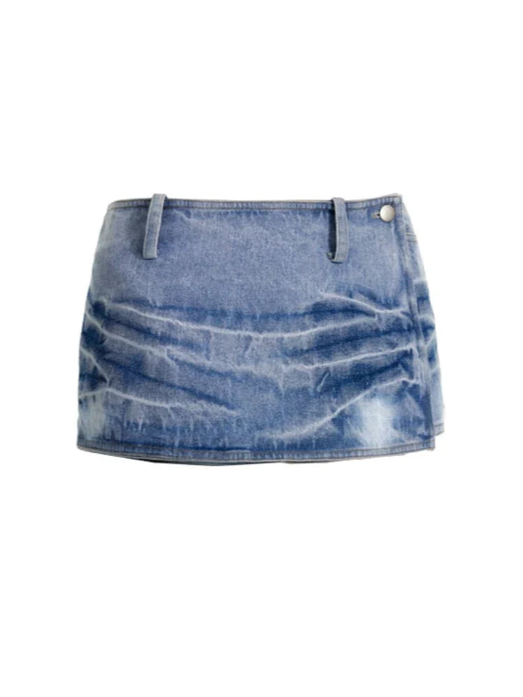 Distressed denim culottes