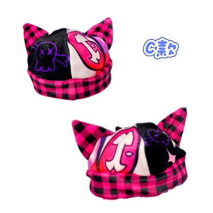 Leerroo Punk Print Cat Ear Hat