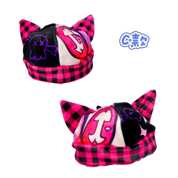 Leerroo Punk Print Cat Ear Hat