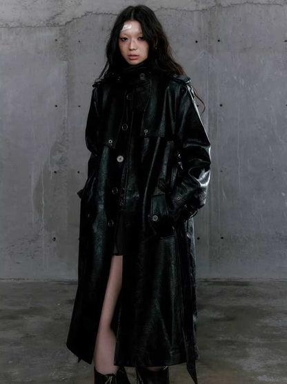 Loose black belted coat