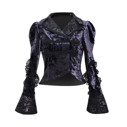 Moon God Velvet Stand Collar Top