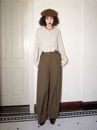 Retro loose suspender pants