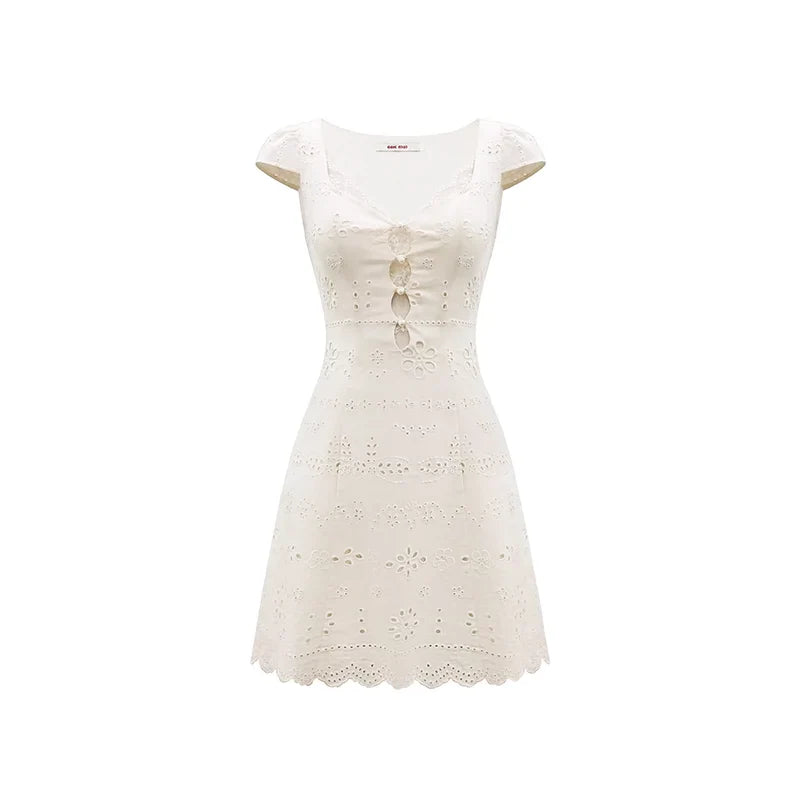 Cream White Slim Lace Dress