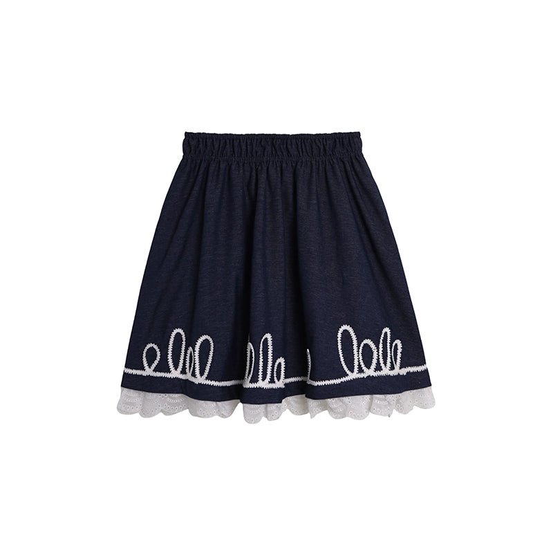 Vintage Embroidery Denim Cardigan Pants Set-Up