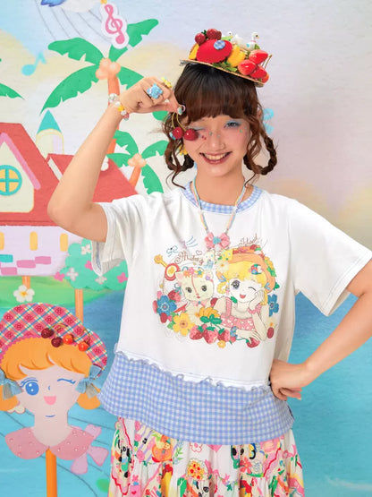 Cartoon print short sleeve T-shirt