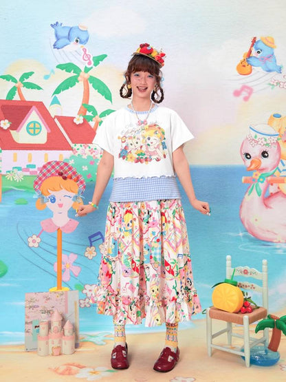 Cartoon print short sleeve T-shirt