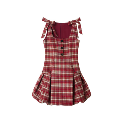 Plaid Bow-Tie Dress