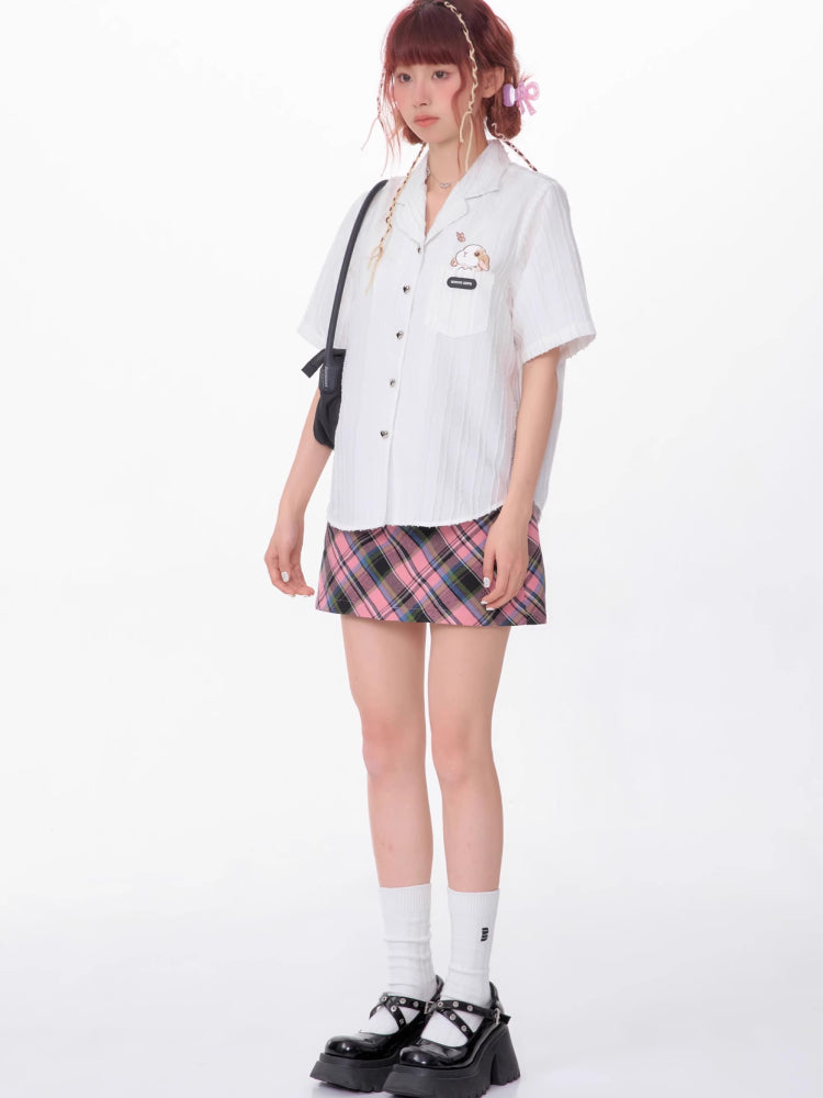 Rabbit embroidery short sleeve shirt