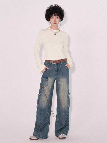 Low waist wide leg jeans