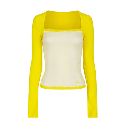 Color-Block Square Neck Blouse