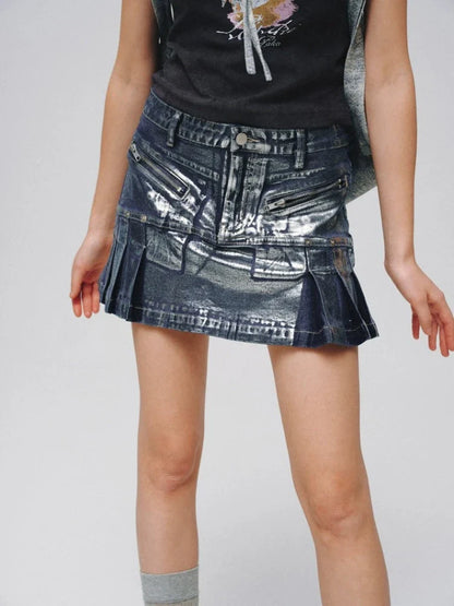 A-line denim skirt