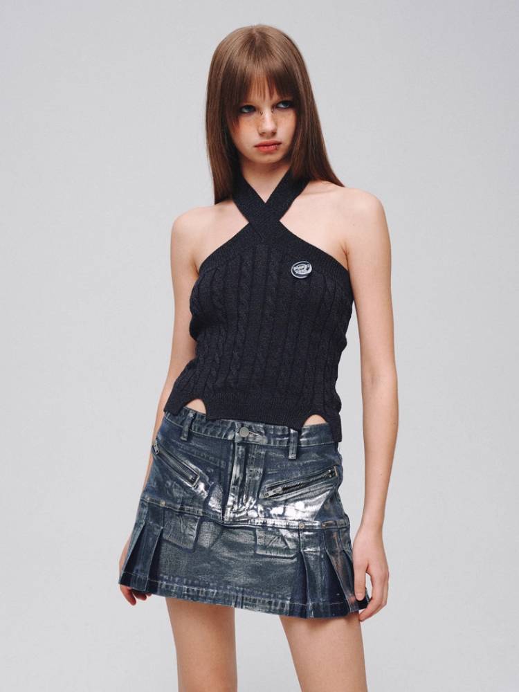 A-line denim skirt