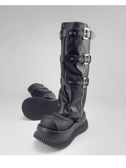 Sweet and cool punk style belt boots