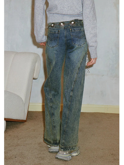 Washed straight jeans