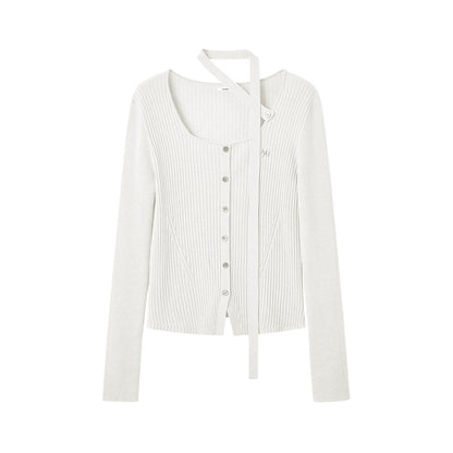 Knit Ribbed Stripe Cardigan