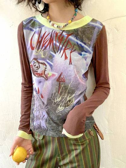 Printed long sleeve T-shirt