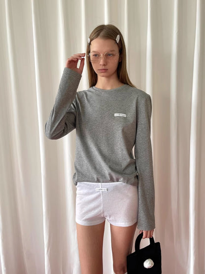 Gray long sleeve cotton T-shirt