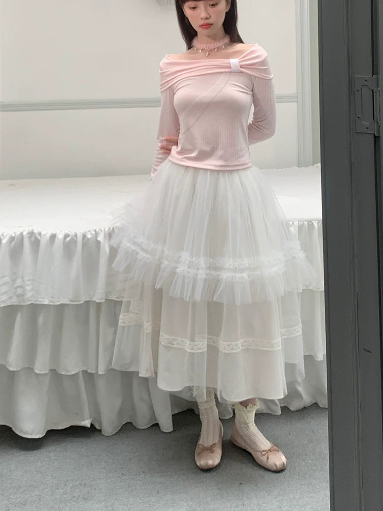 A-line lace mesh skirt