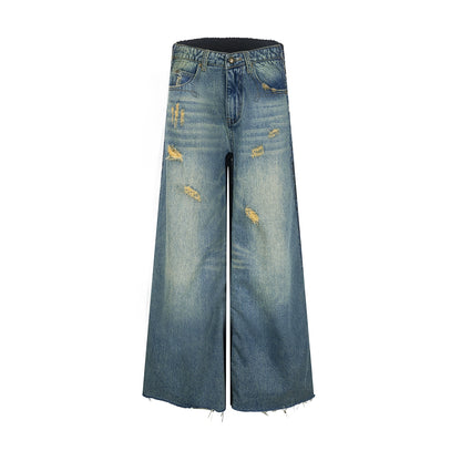 Frayed Hem Patchwork Jeans
