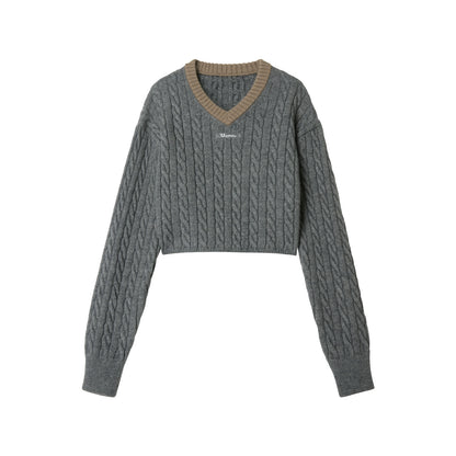 Retro Color-Blocked Knit Sweater