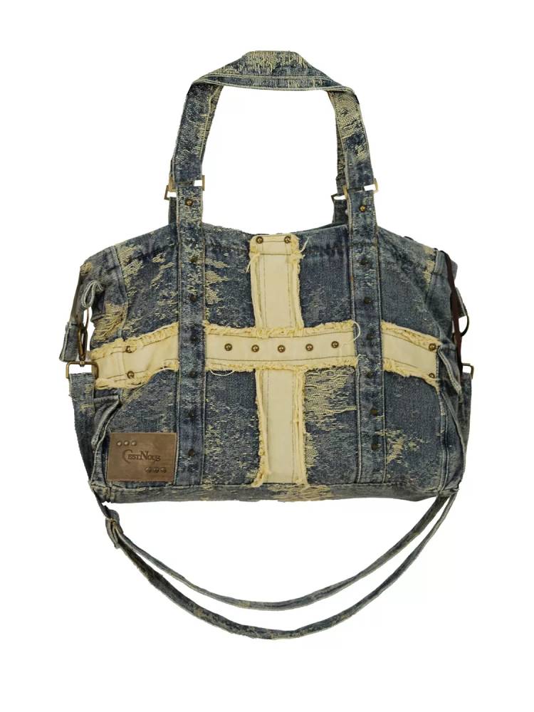 Denim big shoulder bag