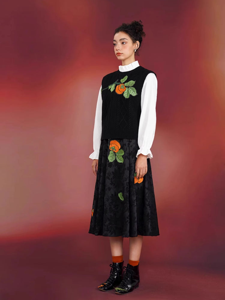 Chinese style embroidery suspender dress