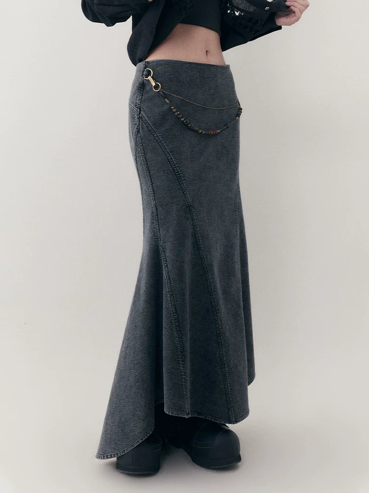 A-line denim skirt