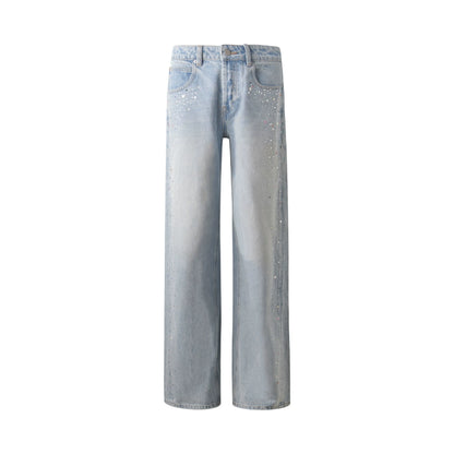 Blaue Jeans mit Edelsteinen und Diamanten