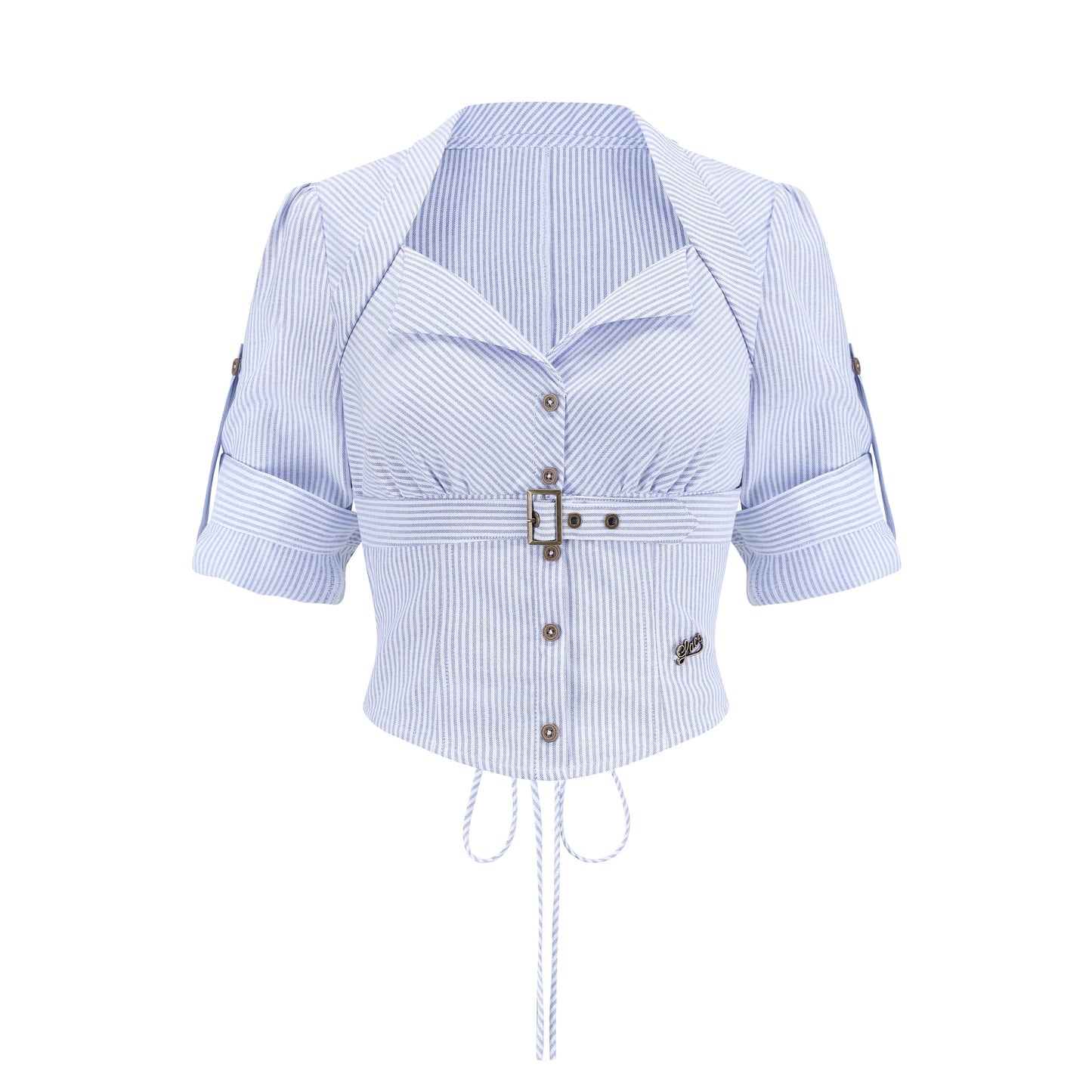 French Old Money Blue Shirt Skirt Set-Up