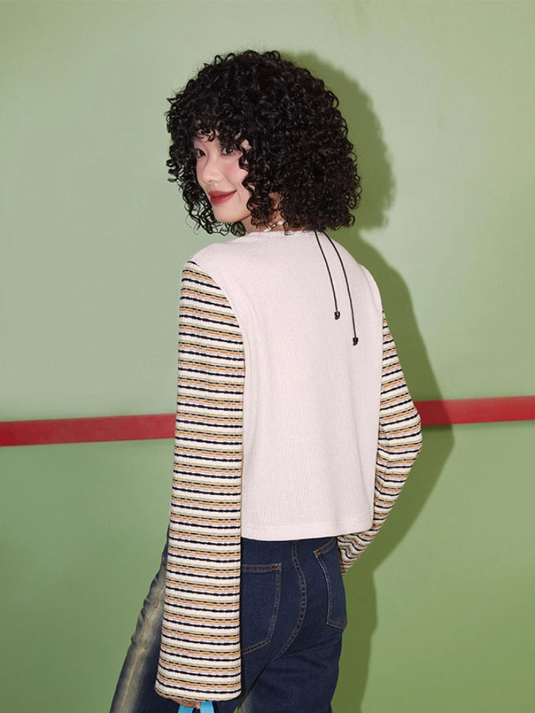 Striped print long sleeve T-shirt