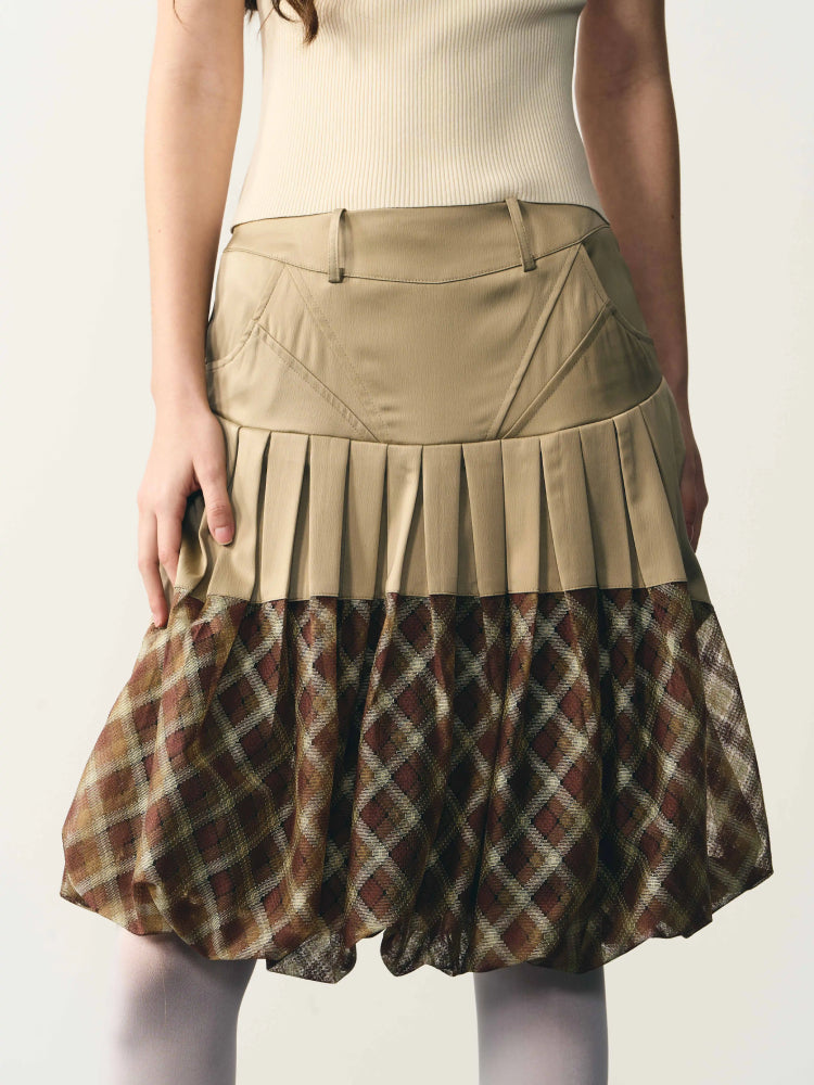 Plaid mesh tutu skirt