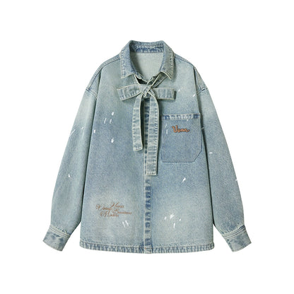 Washed Distressed Loose Denim Jacket